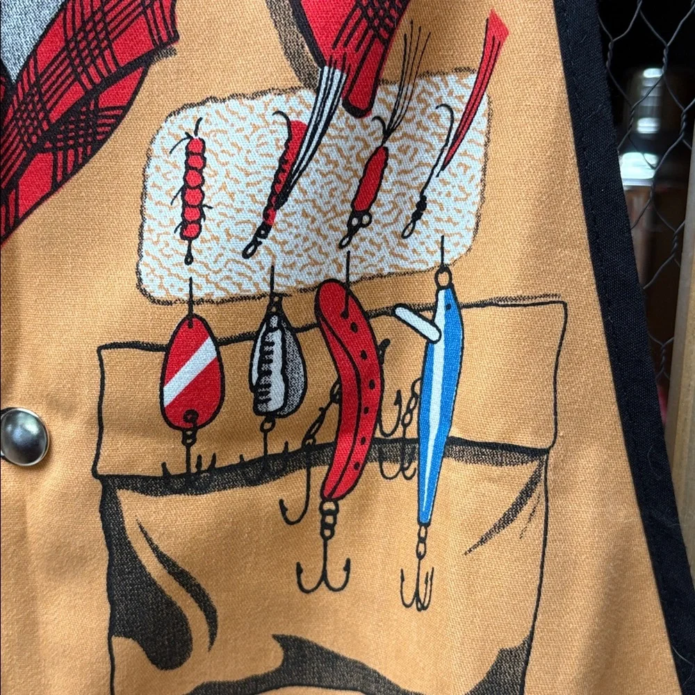 Vintage 1987 Salamander Fisherman Novelty BIb Grilling Apron
